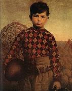 Grant Wood The Sweater of Plaid Sweden oil painting artist